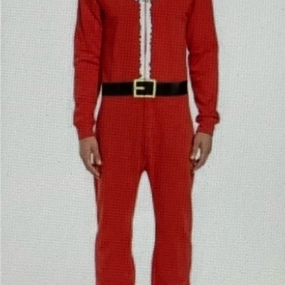 The Rail Unisex Red Santa Fleece One Piece Christmas Pajamas Sz L - Picture 11 of 14